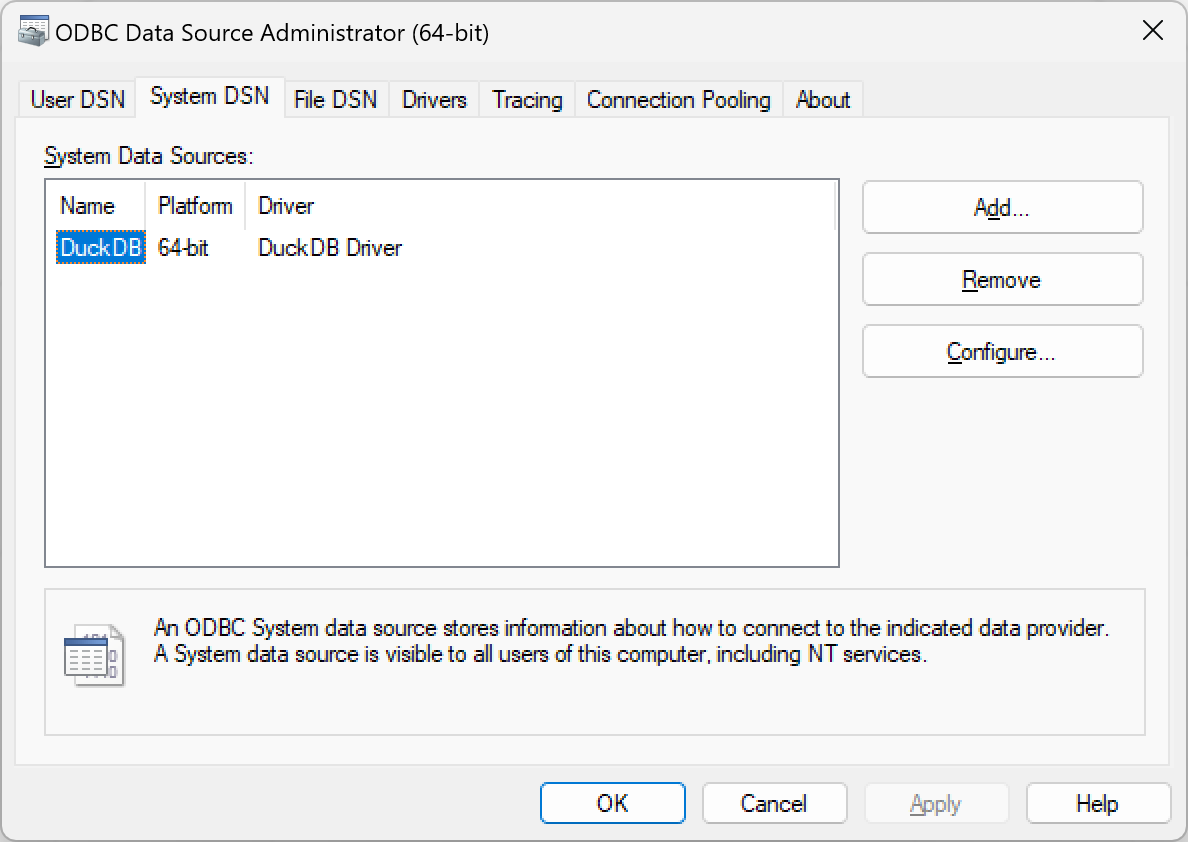 Windows ODBC Config Tool