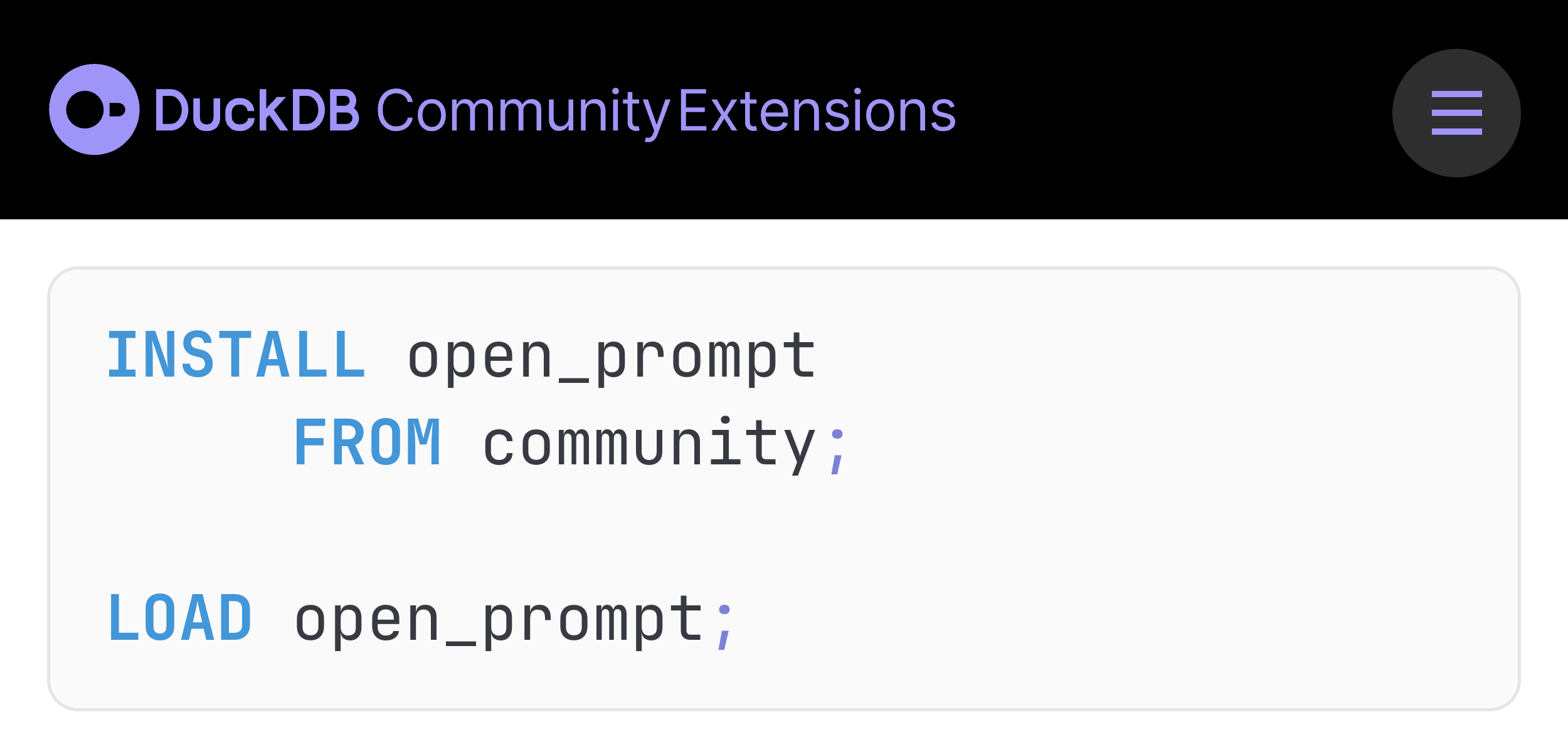 open_prompt – DuckDB Community Extensions