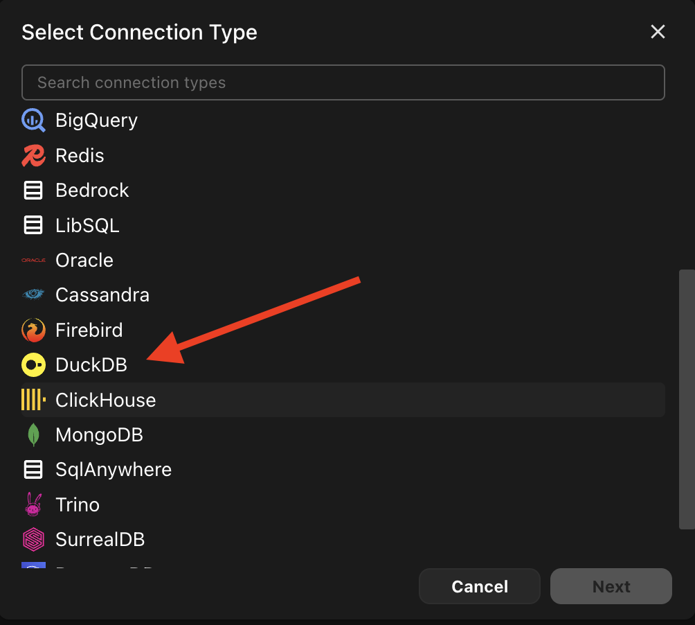 Beekeeper Studio Select DuckDB