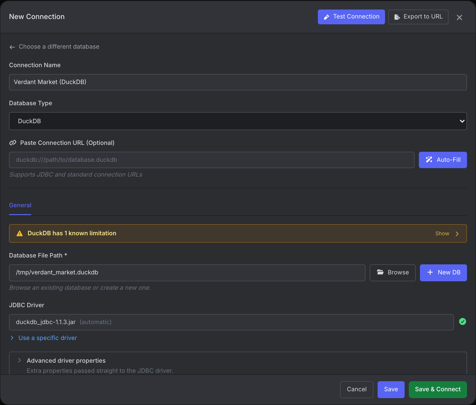 VisuaLeaf Database File Path field